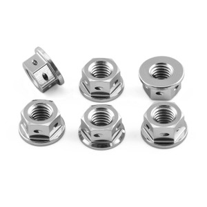 Titanium Sprocket Nuts M8x(1.25mm) Drilled Pack x6 Titanium Sprocket Nuts M8x(1.25mm) Drilled Pack x6