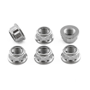 Titanium Sprocket Nuts M10x(1.00mm) Bi-Hex Lock Pack x6 Titanium Sprocket Nuts M10x(1.00mm) Bi-Hex Lock Pack x6