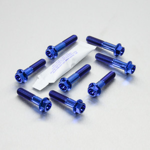 Titanium Top & Bottom Clamp Yoke Pinch Kit Blue