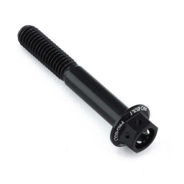 Aluminium Flanged Hex Head Bolt M6x(1.00mm)x40mm Race Spec Etched Black