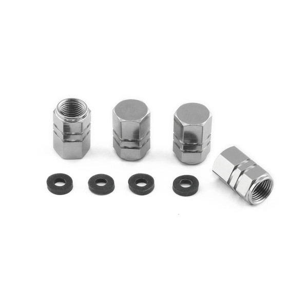 Titanium Dust Cap Hexagon To Fit Schrader Valves Pack x4