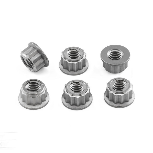 Titanium Sprocket Nuts M8x(1.25mm) Bi-Hex Lock Pack x6