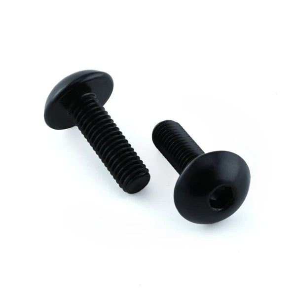Aluminium Water Bottle Cage Bolts M5x(0.80mm)x16mm Dome Head Pack x2 Black