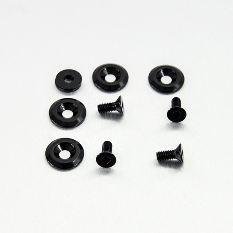 Aluminium Countersunk Bolts (M6x15mm) & Washers (M6x22mm) Pack x4 Black