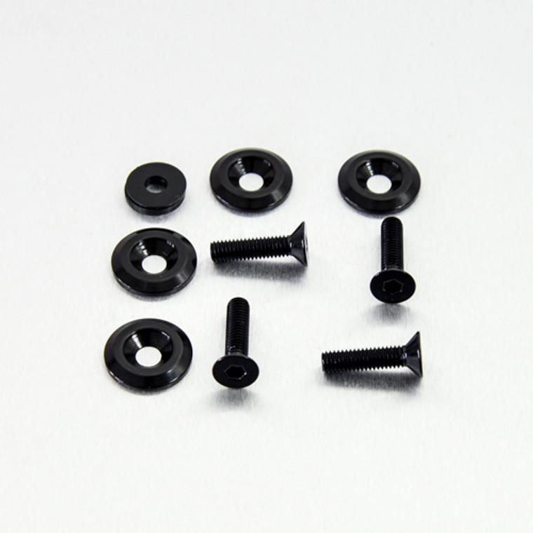 Aluminium Countersunk Bolts (M6x25mm) & Washers (M6x22mm) Pack x4 Black