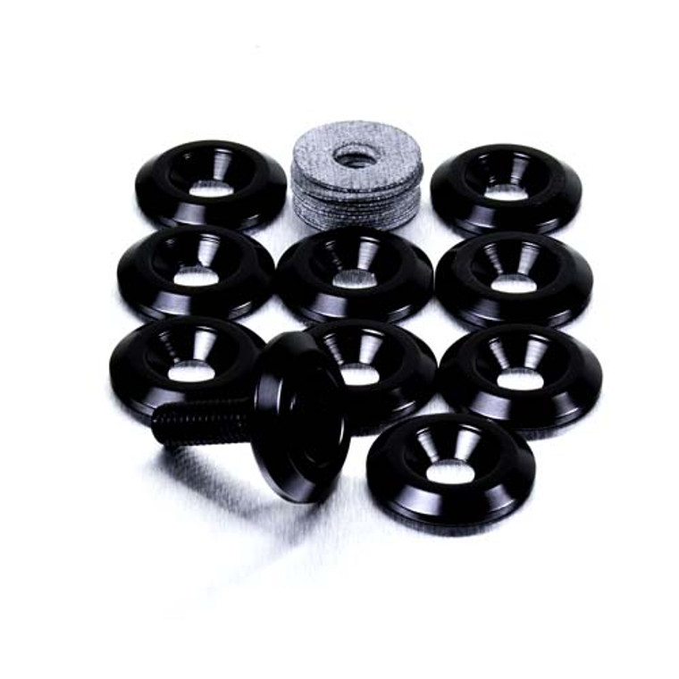 Aluminium Countersunk Washers M6 (19mm O/D) Pack x10 Black