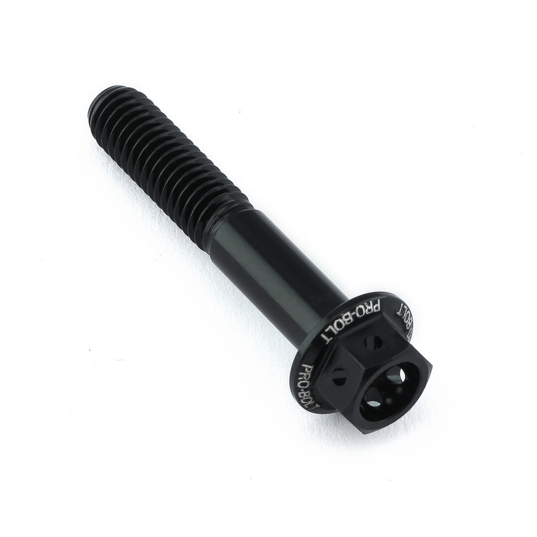 Aluminium Flanged Hex Head Bolt M6x(1.00mm)x35mm Race Spec Etched Black