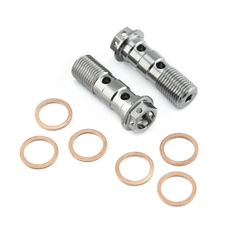Titanium Banjo Bolt Double M10x(1.00mm) Rear Brake Master Cylinder (1.00mm) Race Spec Pack x2