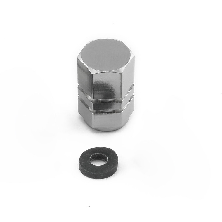 Titanium Single Dust Cap Hexagon To Fit Schrader Valves