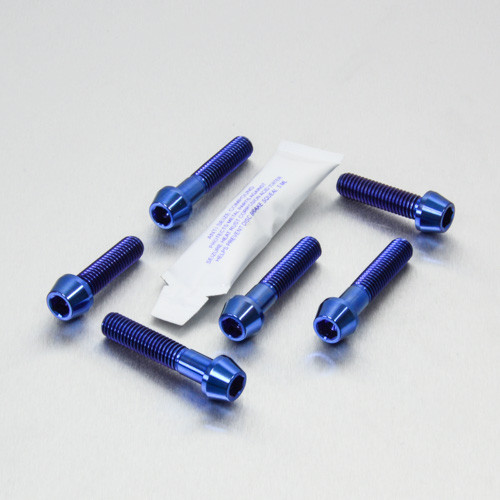 Titanium Top & Bottom Clamp Yoke Pinch Kit Blue