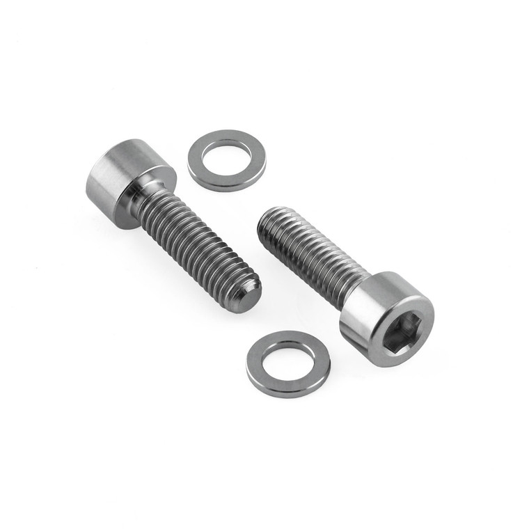 Titanium Crank Arm Pinch Bolts M5x(0.80mm)x20mm Parallel Socket Cap w/Washers - Pack x2
