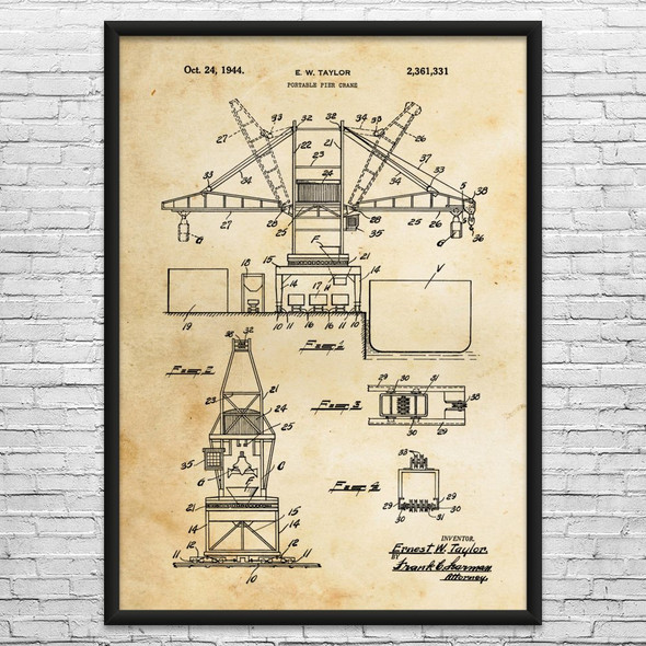 Pier Crane Patent Wall Art