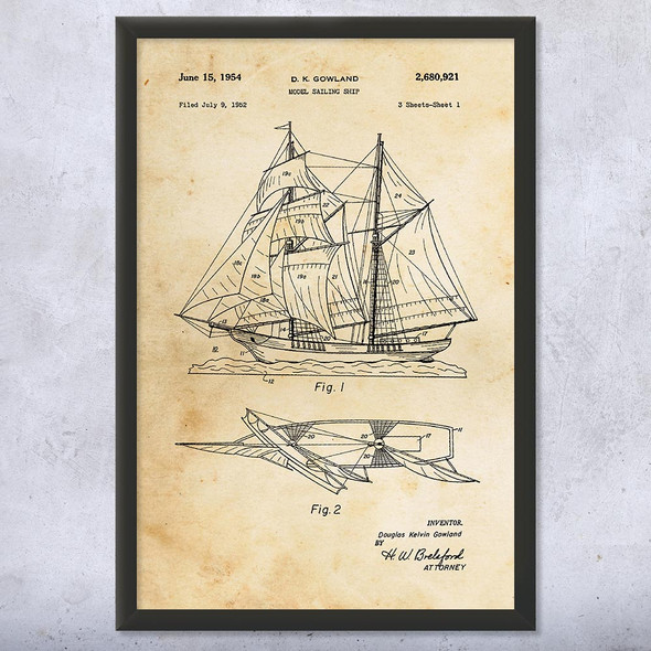 Model Sailing Ship Patent Wall Art