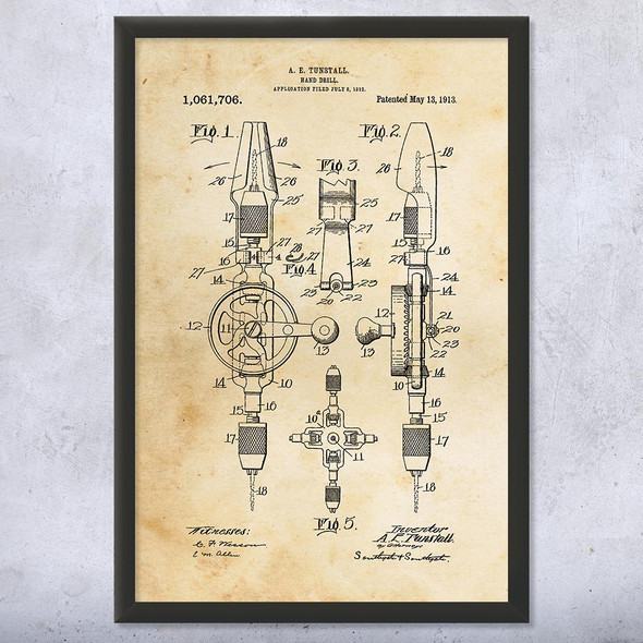 Hand Drill Patent Wall Art