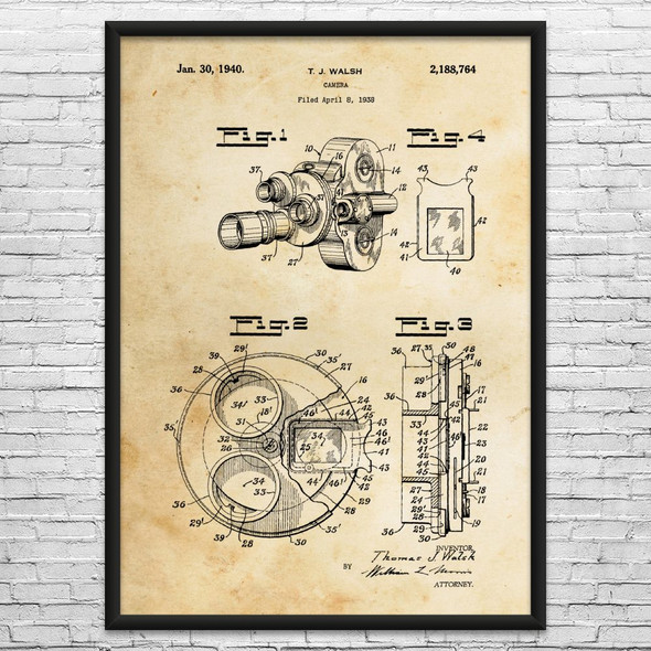 Movie Camera Patent Wall Art