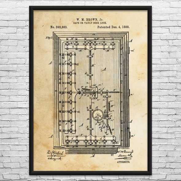 Bank Vault Door Patent Wall Art
