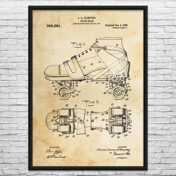 Roller Skate Patent Wall Art