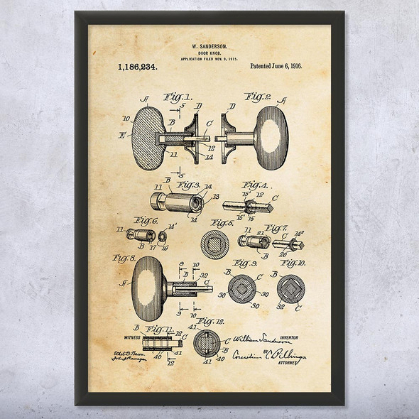 Door Knob Patent Wall Art