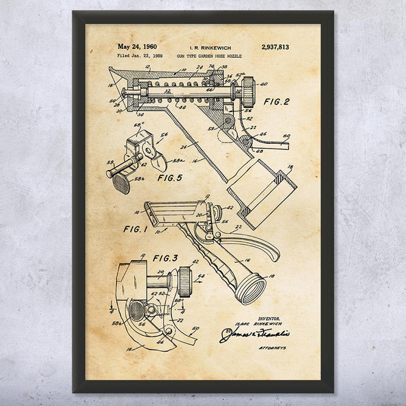 Garden Hose Sprayer Patent Wall Art