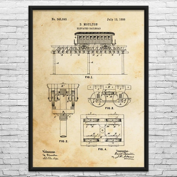 Elevated Railroad Patent Wall Art