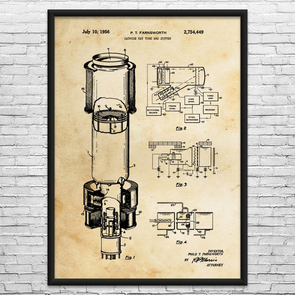 Farnsworth Cathode Ray Tube Patent Wall Art