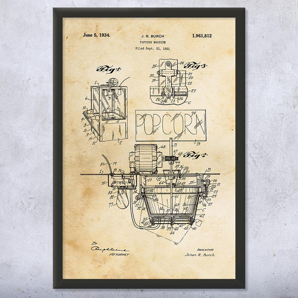 Popcorn Machine Patent Wall Art