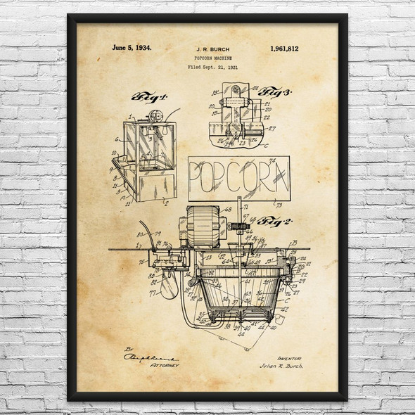 Popcorn Machine Patent Wall Art