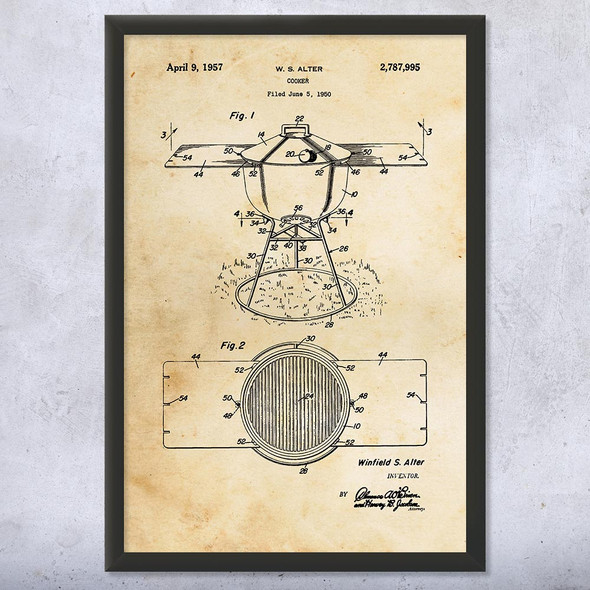 Barbecue Grill Patent Wall Art