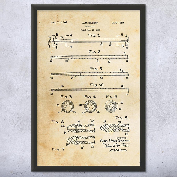 Drum Stick Patent Wall Art