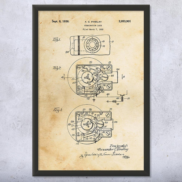 Combination Lock Patent Wall Art