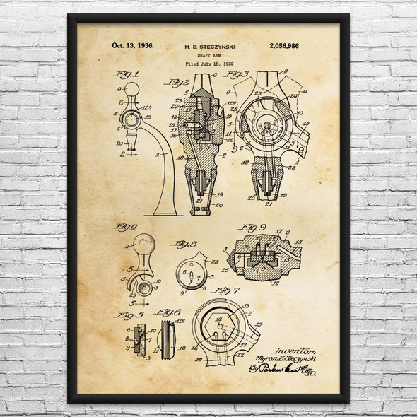 Draft Drink Tap Patent Wall Art