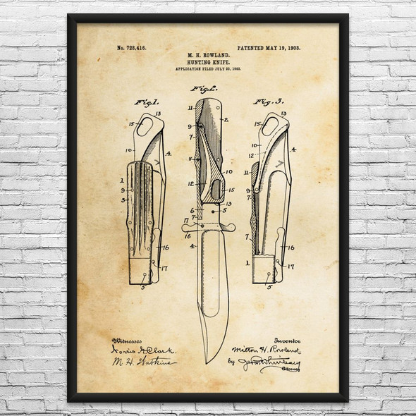 Hunting Knife Patent Wall Art
