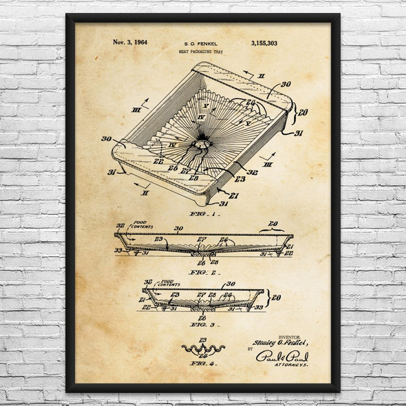 Meat Packing Tray Patent Wall Art