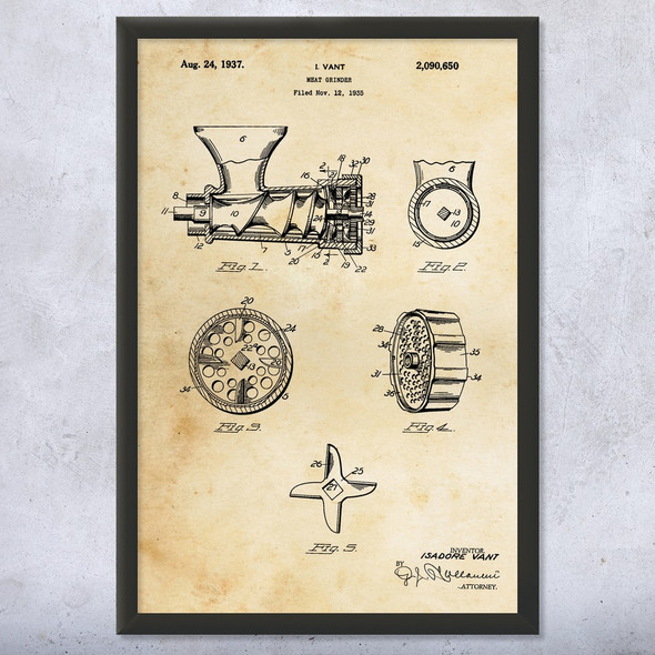 Meat Grinder Patent Wall Art