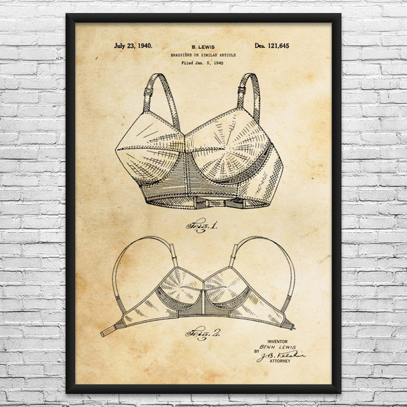 Brassiere Patent Wall Art