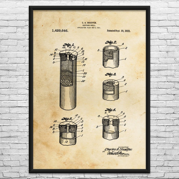 Shotgun Shell Patent Wall Art