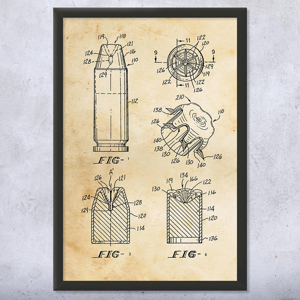 Hollow Point Bullet Patent Wall Art
