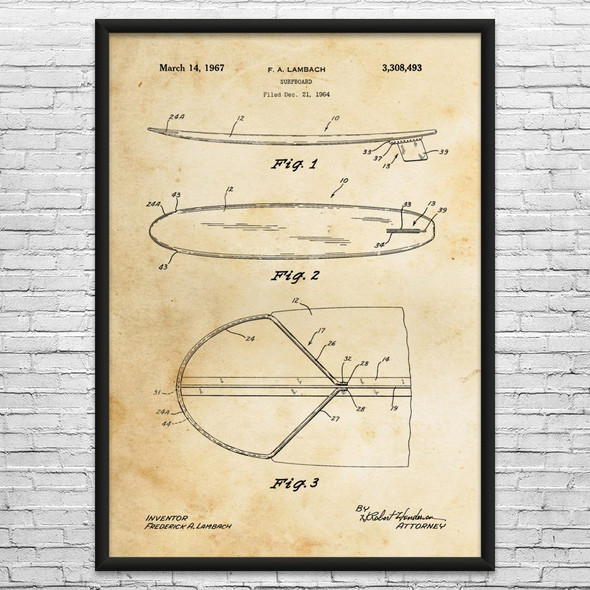 Surfboard Patent Wall Art