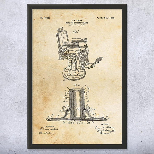 Barber Chair Patent Wall Art