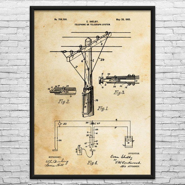 Telephone Pole Patent Wall Art