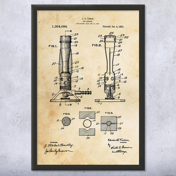 Bunsen Gas Burner Patent Wall Art