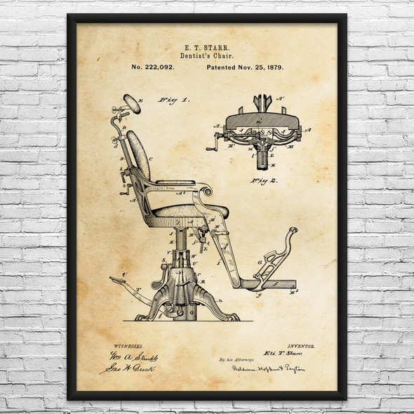 Dentist Chair Patent Wall Art