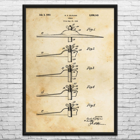 Ride Cymbal Patent Wall Art