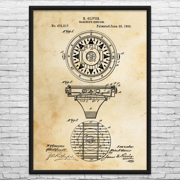 Mariners Compass Patent Wall Art