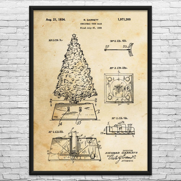 Rotating Christmas Tree Patent Wall Art