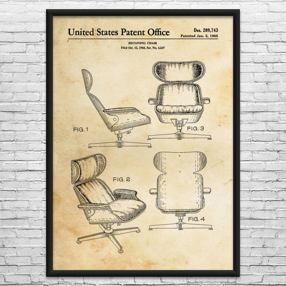 Lounge Chair Patent Wall Art