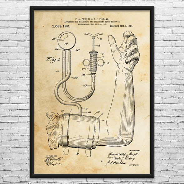 Blood Pressure Cuff Patent Wall Art