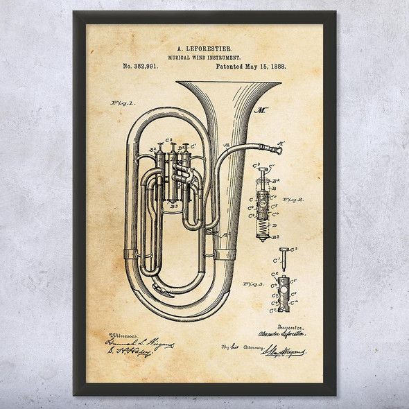 Concert Tuba Patent Wall Art