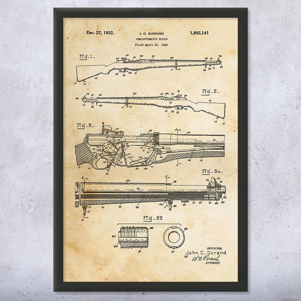 M1 Garand Rifle Patent Wall Art