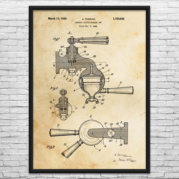 Espresso Machine Patent Wall Art
